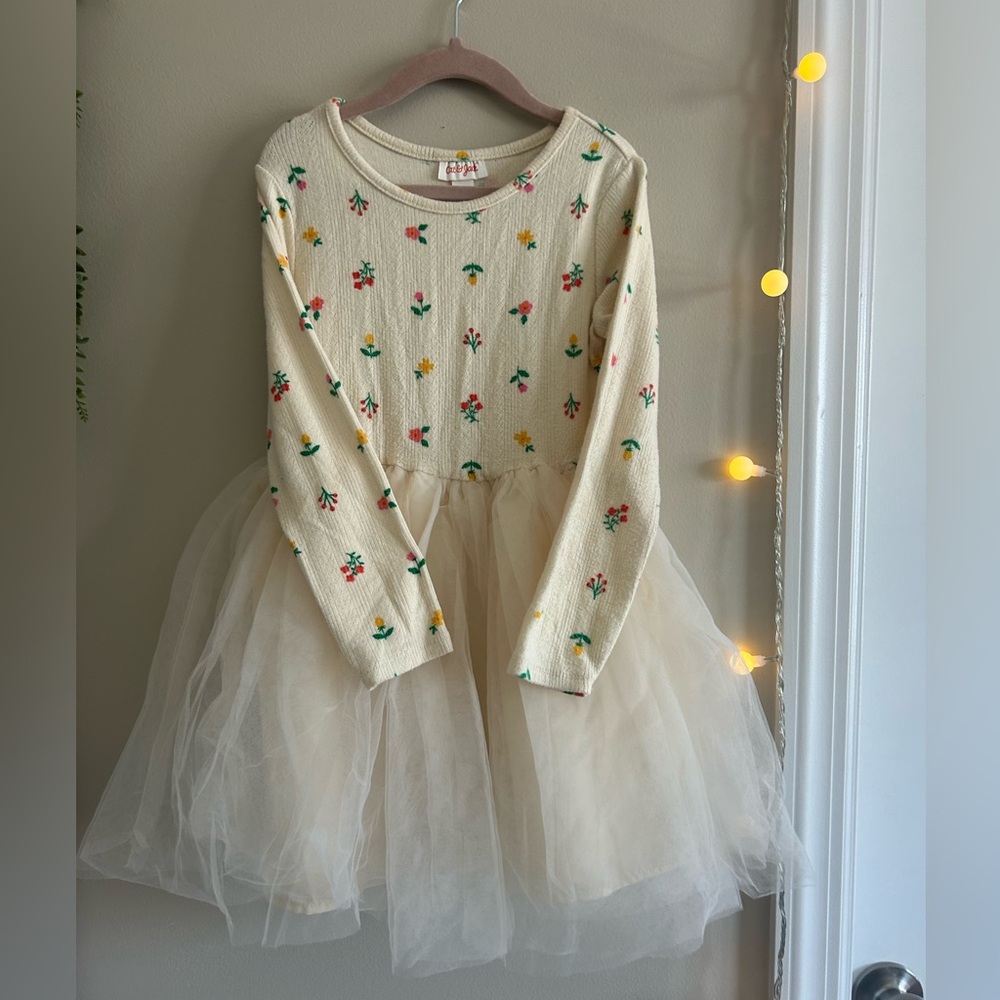 Cat & Jack Floral Long Sleeve Dress with Tulle Skirt size 5t